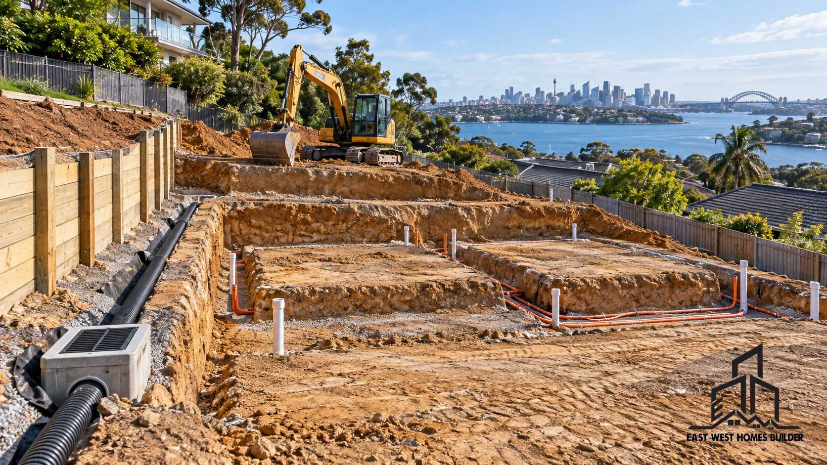 Excavation, retaining and drainage conditions affecting a Sydney new-home design
